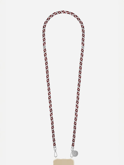 SONA VELVET PHONE CHAIN RED SILVER - 120CM