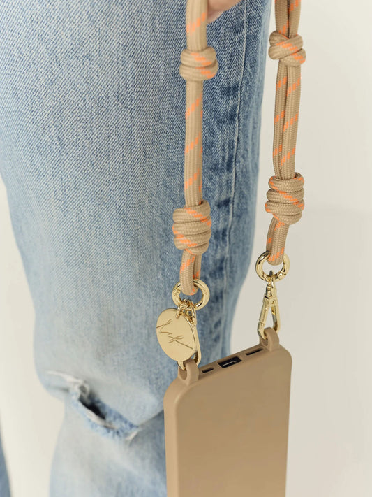 LIAM PHONE CORD STRIPE GOLD ORANGE 40CM
