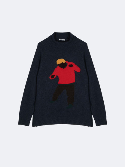 BOXER INTARSIA COL ROULÉ BLEU MARINE