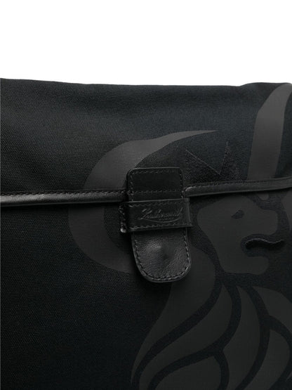 SAC MESSAGER EN TOILE LION NOIR 