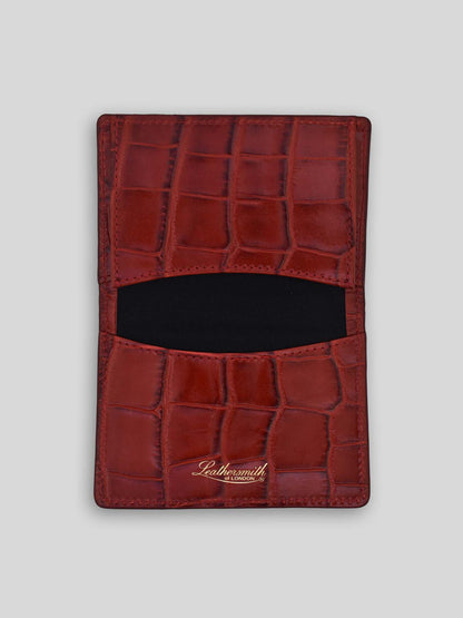 CARD HOLDER LABCH CROC SPICED JAM RED