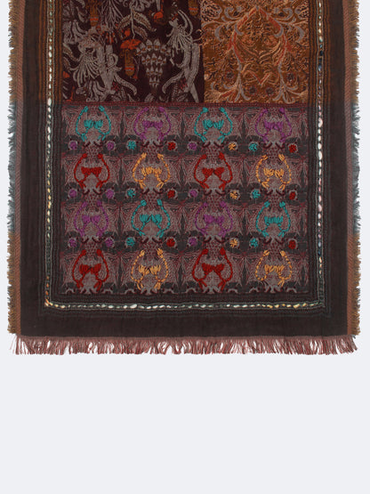 ÉCHARPE BRODÉE GRIS LILAS 