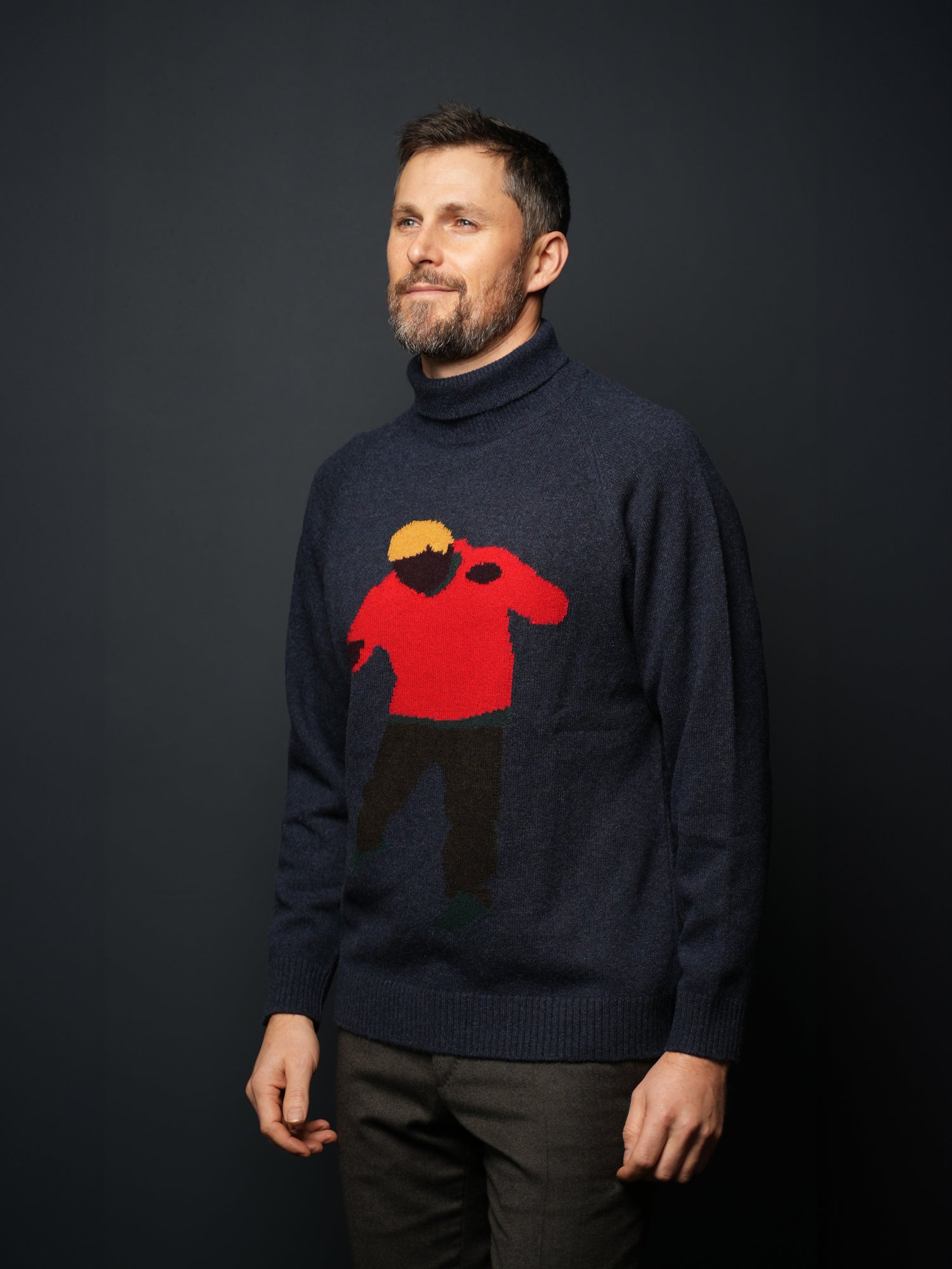 INTARSIA BOXER ROLL NECK NAVY – The Place London