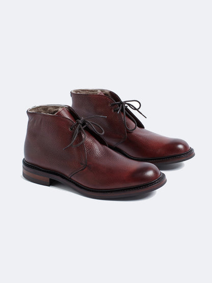 SHACKLETON FUR LEATHER SHOE BURGUNDY