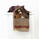 EMBROIDERED FLORAL BROWN SCARF