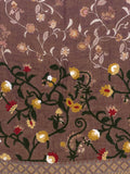 EMBROIDERED FLORAL BROWN SCARF