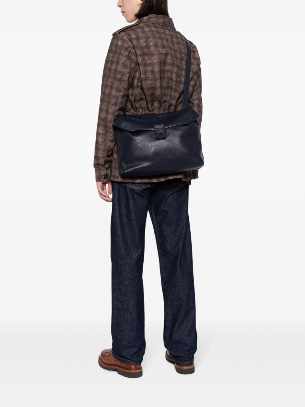 SAC MESSAGER EN CUIR BLEU MARINE 