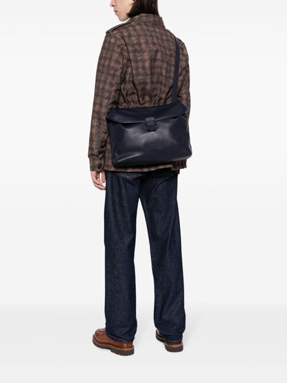 SAC MESSAGER EN CUIR BLEU MARINE 