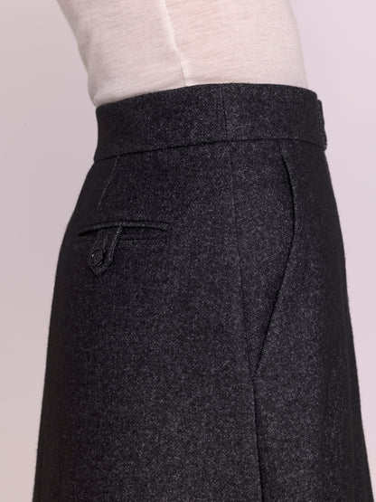 LONG WOOL SKIRT DARK GREY
