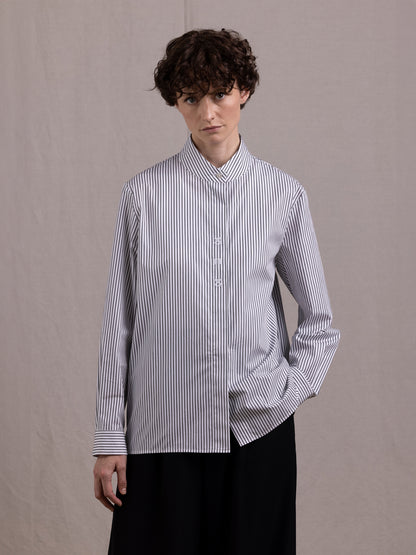 NAVETTE SHIRT PIN STRIPE BLACK WHITE