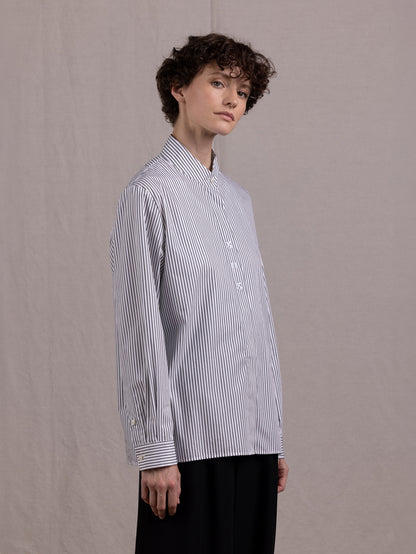 NAVETTE SHIRT PIN STRIPE BLACK WHITE