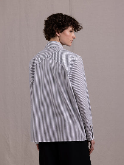 NAVETTE SHIRT PIN STRIPE BLACK WHITE