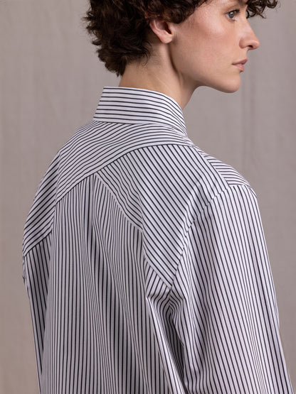 NAVETTE SHIRT PIN STRIPE BLACK WHITE