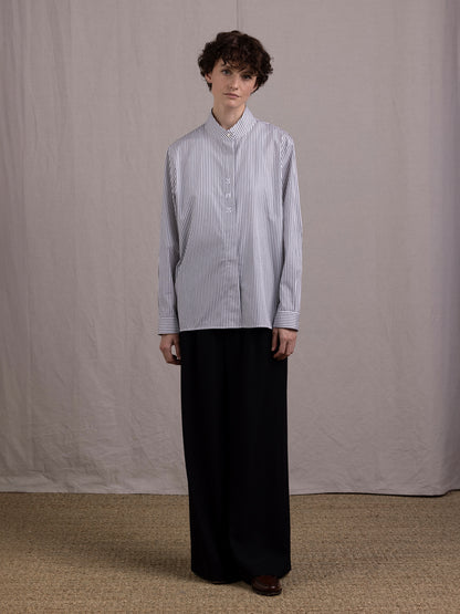 NAVETTE SHIRT PIN STRIPE BLACK WHITE