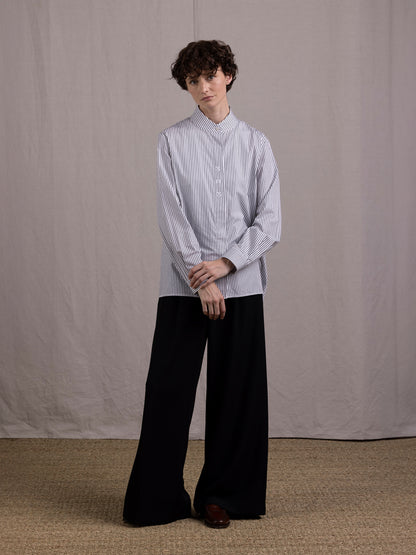 NAVETTE SHIRT PIN STRIPE BLACK WHITE