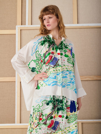 OLGA SILK KAFTAN SHIRT POOL DAY