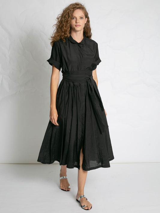 POPLIN DRESS WITH BELT BLACK BLACK