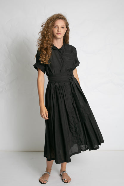 POPLIN DRESS WITH BELT BLACK BLACK
