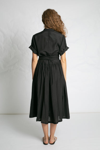 POPLIN DRESS WITH BELT BLACK BLACK