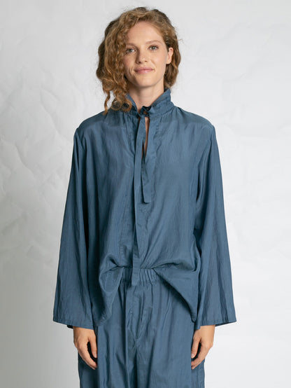 POPLIN SHIRT WITH TIE BLUE BLUE