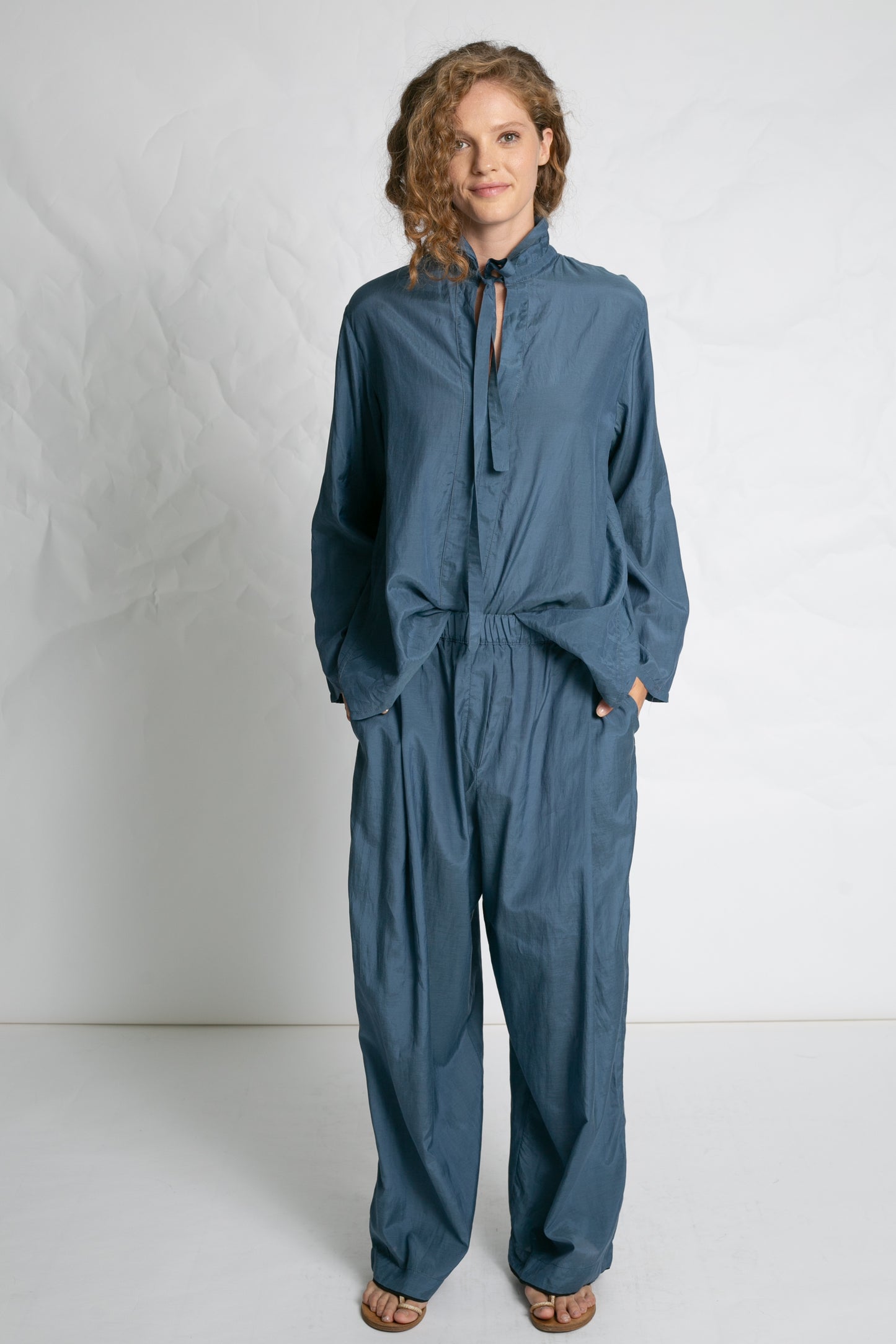 RELAX SOFT POPLIN PANTS BLUE BLUE