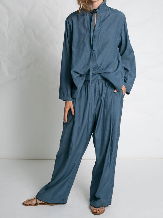 RELAX SOFT POPLIN PANTS BLUE BLUE
