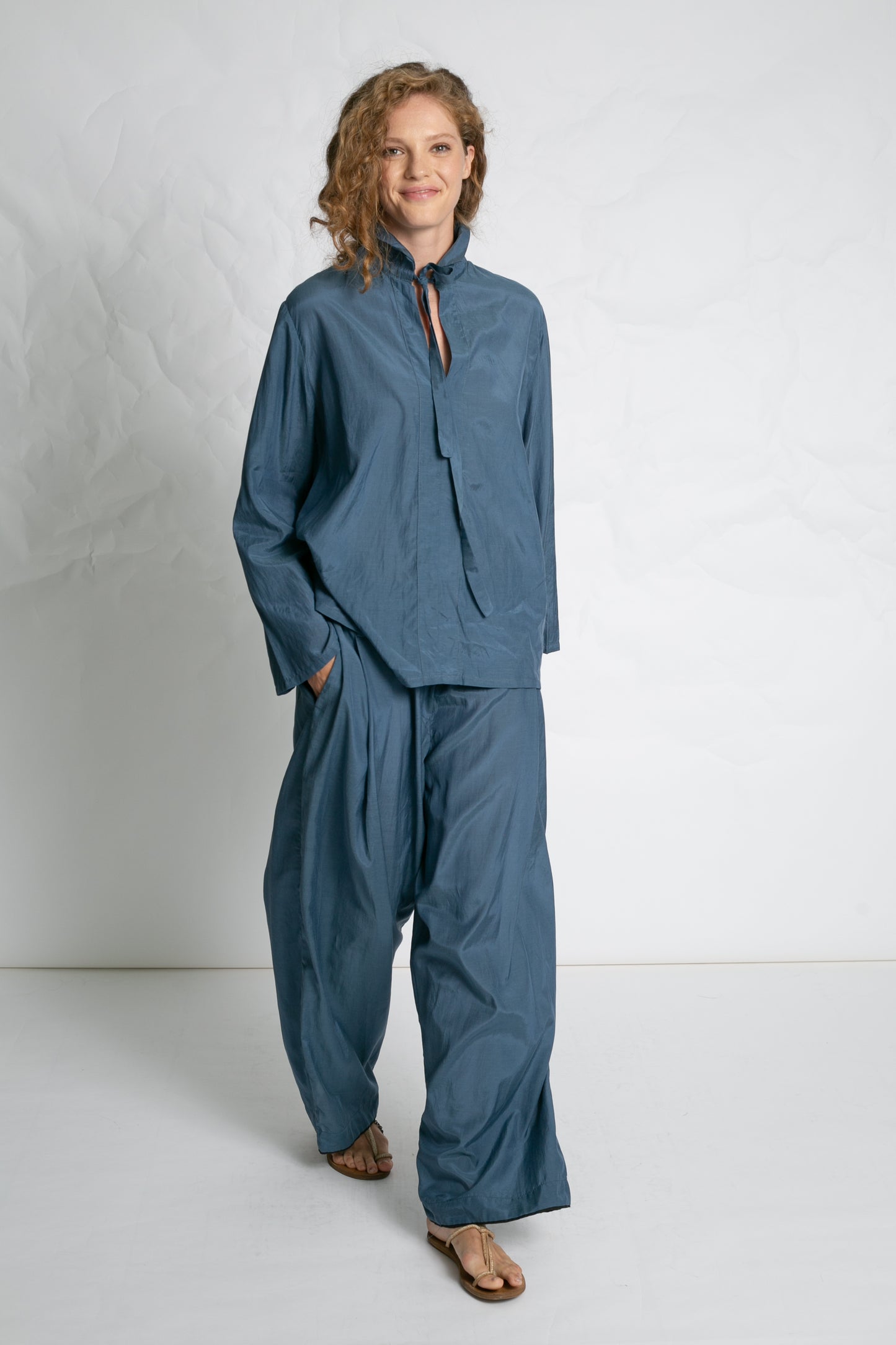 RELAX SOFT POPLIN PANTS BLUE BLUE