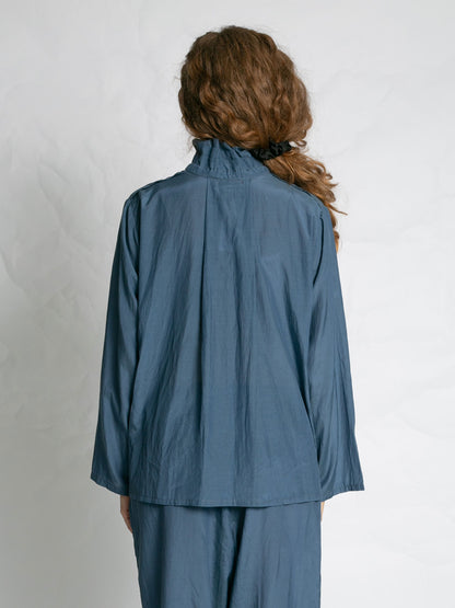 POPLIN SHIRT WITH TIE BLUE BLUE