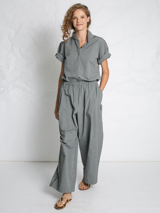 GREY PANTS WITH BLK PIPING GREY