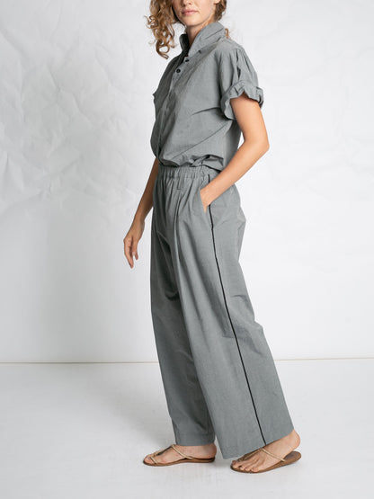 GREY PANTS WITH BLK PIPING GREY