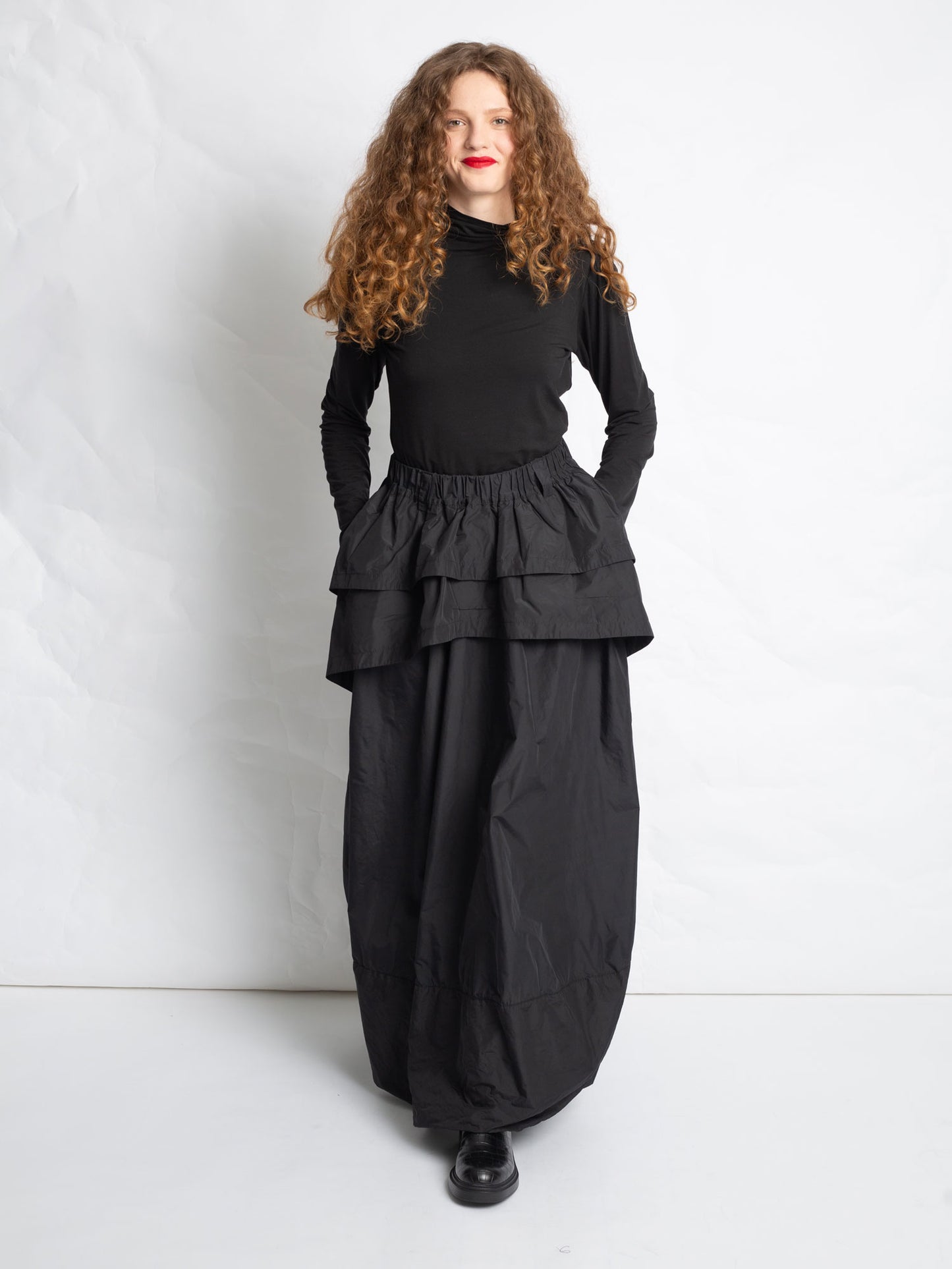 HIGH NECK JERSEY TOP BLACK