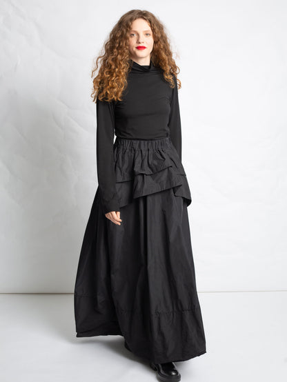 HIGH NECK JERSEY TOP BLACK