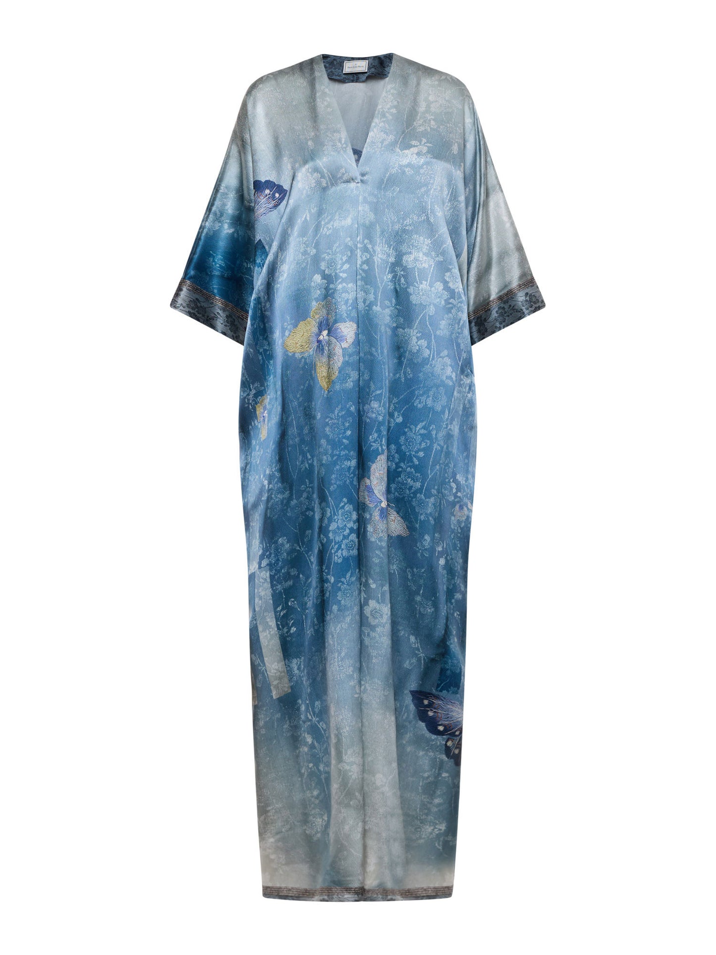 MUTKAS- FLORAL SILK DRESS BLUE MULTI