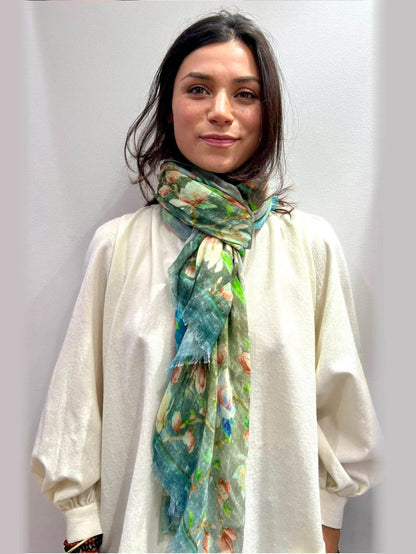 19780-C/MERE SCARF FLORAL AQUA