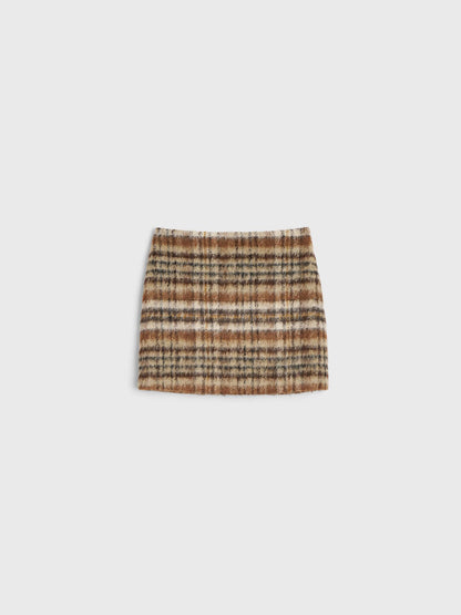 SEINE SKIRT BRUSHED CHECK BROWN