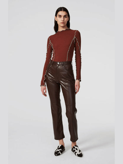 LOURA LEATHER TROUSERS CHOCOLATE
