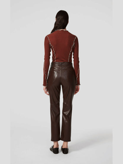 LOURA LEATHER TROUSERS CHOCOLATE