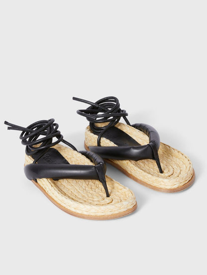 SANTORINO STRAW SANDALS BLACK