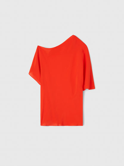 BONO DRAPED ASYMMETRIC TOP RED