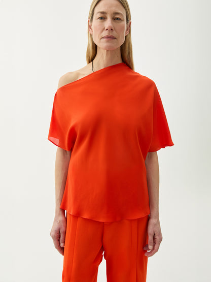 BONO DRAPED ASYMMETRIC TOP RED
