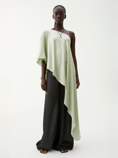 MELISSA ASYMMETRIC DRAPED TOP DUSTY GREEN