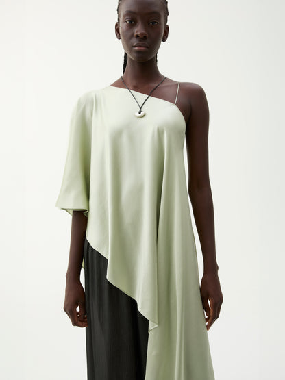 MELISSA ASYMMETRIC DRAPED TOP DUSTY GREEN