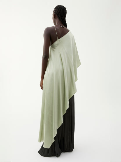MELISSA ASYMMETRIC DRAPED TOP DUSTY GREEN