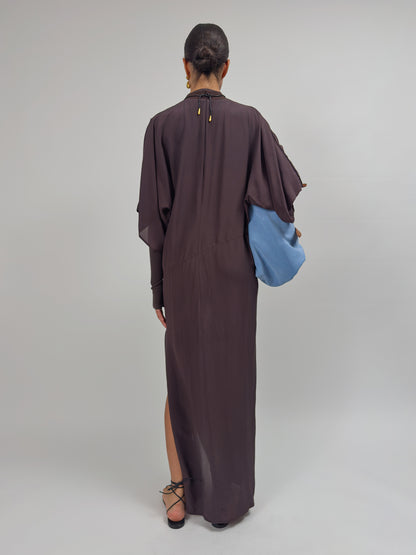 SANDRA SHORT SLEEVE DRESS BROWN