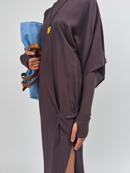 SANDRA SHORT SLEEVE DRESS BROWN