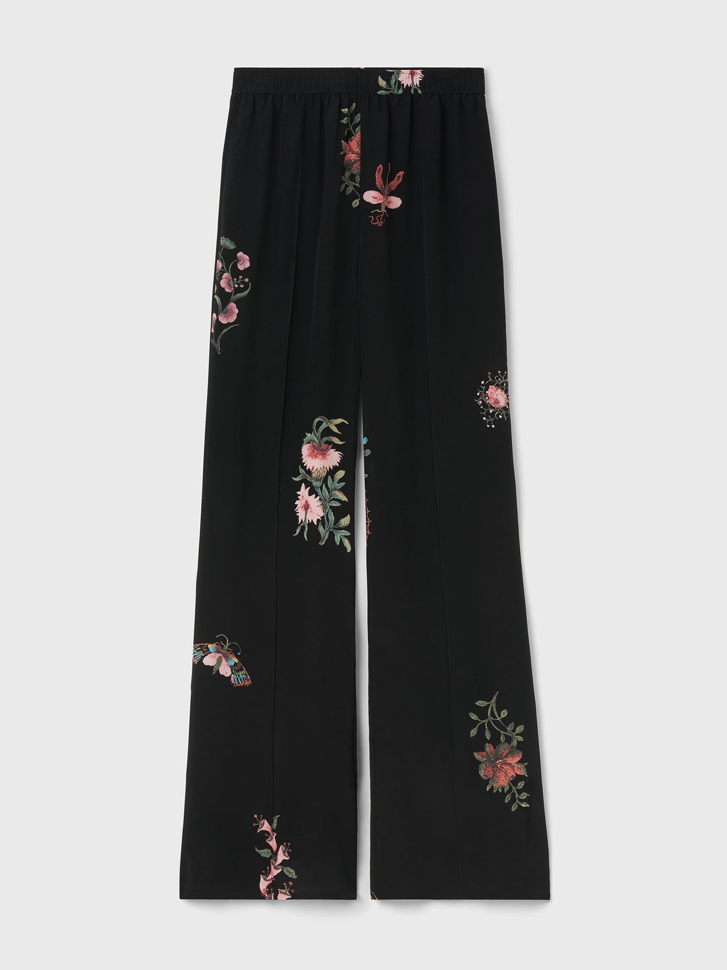 EZRA SILK PANTS BLACK/FLORAL