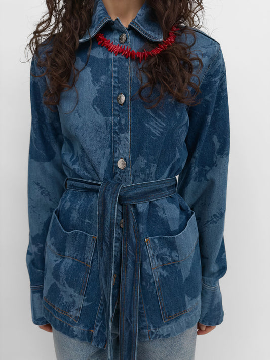PICO DENIM JACKET FLOWER BLUE