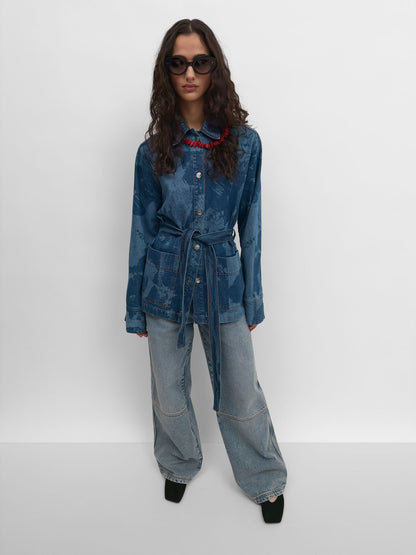 PICO DENIM JACKET FLOWER BLUE