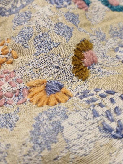 EMBROIDERED PATCHWORK SCAF FLORAL 18597-WILD OAT