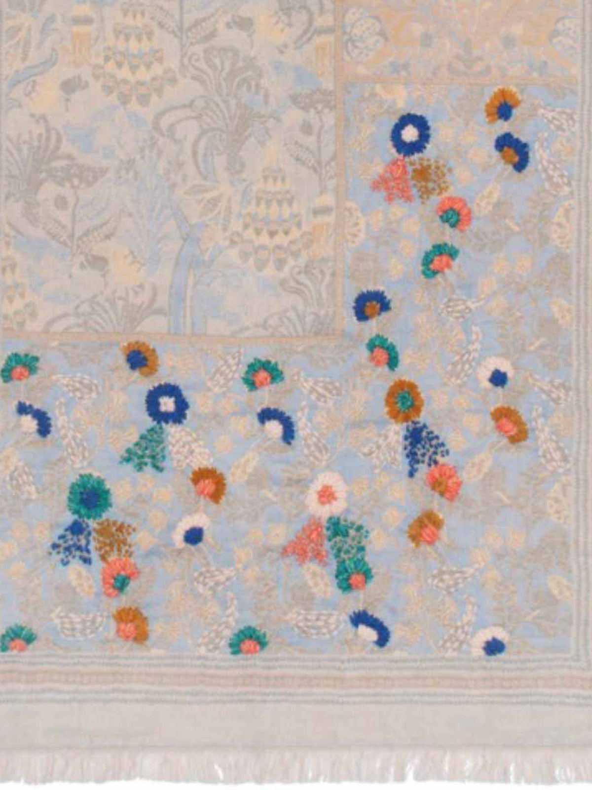 EMBROIDERED PATCHWORK SCAF FLORAL 18597-WILD OAT